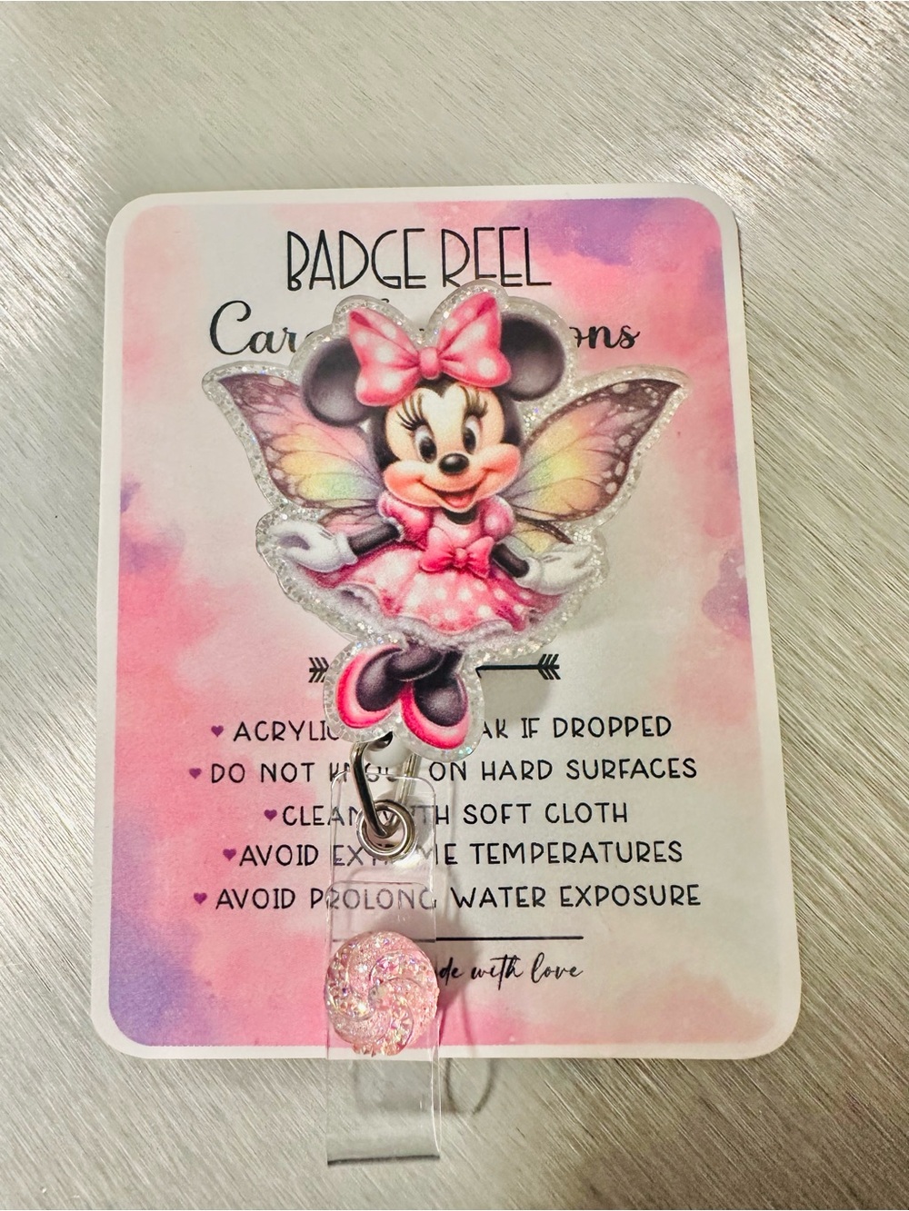 Minnie Pink Fairy Badge Reel